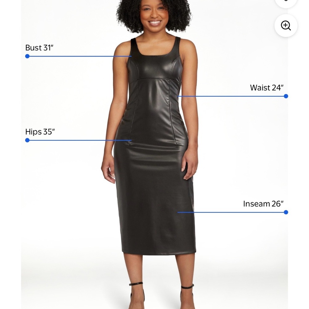 Women Faux Leather Dress, Below Knee Length, Sizes XS-5X